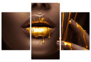 Slika - Žena sa zlatnim usnama (90x60 cm)