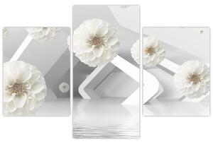 Apstraktna slika s bijelim cvjetovima (90x60 cm)