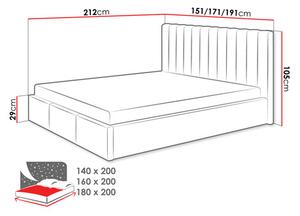 Bračni krevet 140 cm Newarona (zelena) (s podnicom) (s prostorom za odlaganje)