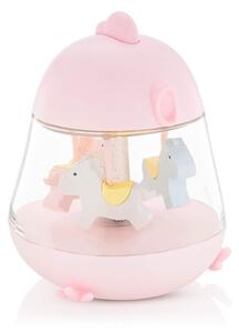 Rabbit&Friends noćna svjetiljka s glazbenom kutijom i vrtuljkom - Pastel Pink, USB punjenje