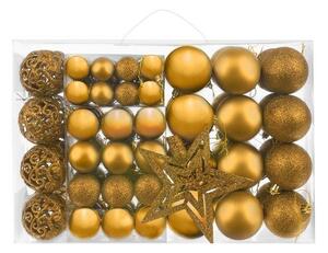 Set zlatnih božićnih kuglica 100 komada + zvijezda