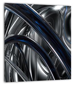 Slika sive apstrakcije s dodatkom plave (30x30 cm)
