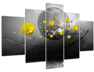 Slika - žute apstraktne kugle (150x105 cm)
