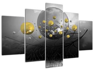 Slika zlatnih apstraktnih kugli (150x105 cm)