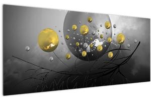 Slika zlatnih apstraktnih kugli (120x50 cm)