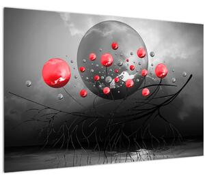 Slika crvenih apstraktnih kugli (90x60 cm)