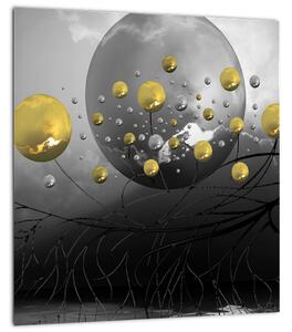 Slika zlatnih apstraktnih kugli (30x30 cm)