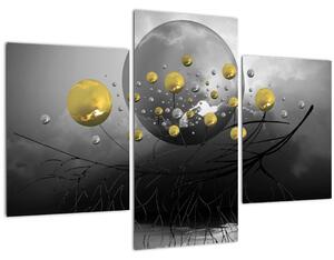 Slika zlatnih apstraktnih kugli (90x60 cm)