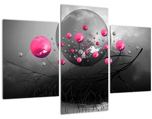Slika ružičastih apstraktnih kugli (90x60 cm)