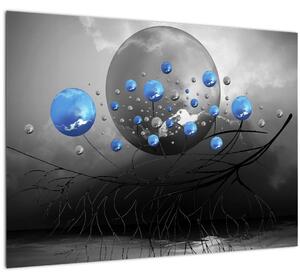 Slika plavih apstraktnih kugli (70x50 cm)