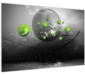 Slika zelenih apstraktnih kugli (90x60 cm)