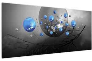 Slika plavih apstraktnih kugli (120x50 cm)