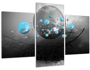 Slika - svijetlo plave apstraktne kugle (90x60 cm)
