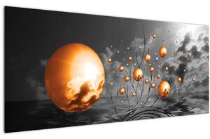 Slika narančastih apstraktnih kugli (120x50 cm)