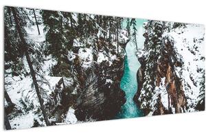 Slika - planinska rijeka zimi (120x50 cm)