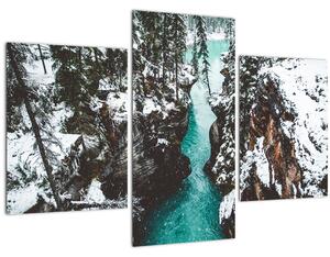 Slika - planinska rijeka zimi (90x60 cm)