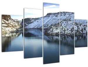 Slika - zimski krajolik s jezerom (150x105 cm)