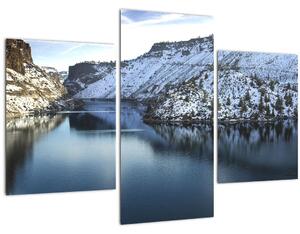 Slika - zimski krajolik s jezerom (90x60 cm)