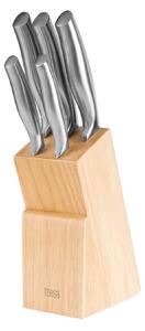 Set od 5 kompletnih kuhinjskih noževa od nehrđajućeg čelika u drvenom bloku