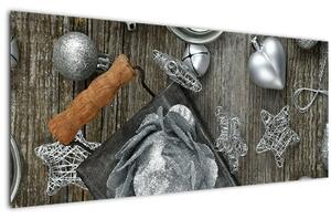 Slika - srebrni božićni ukrasi (120x50 cm)