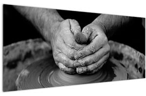 Crno-bijelo slika - proizvodnja keramike (120x50 cm)