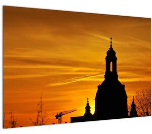 Slika crkve pri zalasku sunca (90x60 cm)