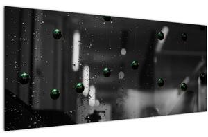 Apstraktna slika - zelene kuglice (120x50 cm)