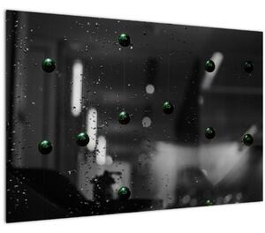 Apstraktna slika - zelene kuglice (90x60 cm)