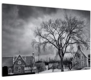 Slika crno-bijelog sela (90x60 cm)