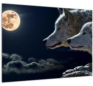 Slika vukova koji zavijaju na mjesec (70x50 cm)