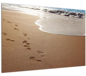 Slika - otisci stopala u pijesku i more (90x60 cm)