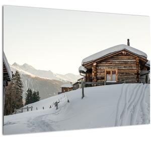 Slika - planinarska koliba u snijegu (70x50 cm)