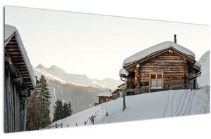 Slika - planinarska koliba u snijegu (120x50 cm)