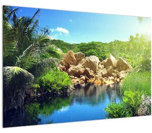 Slika jezera u džungli Sejšela (90x60 cm)