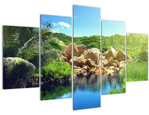 Slika jezera u džungli Sejšela (150x105 cm)