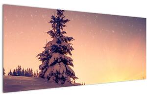 Slika snježnog stabla na livadi (120x50 cm)