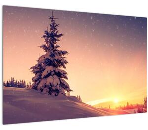 Slika snježnog stabla na livadi (90x60 cm)