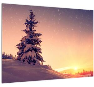 Slika snježnog stabla na livadi (70x50 cm)
