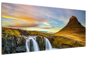 Slika planina i slapova na Islandu (120x50 cm)
