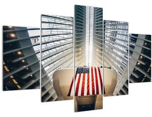 Slika zgrade s američkom zastavom (150x105 cm)