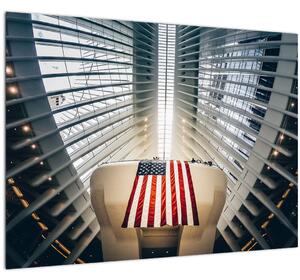 Slika zgrade s američkom zastavom (70x50 cm)