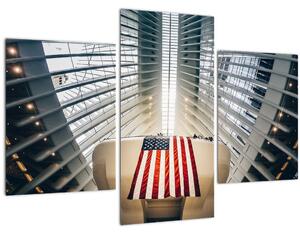Slika zgrade s američkom zastavom (90x60 cm)