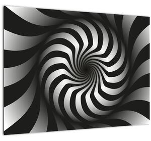 Apstraktna slika crno-bijele spirale (70x50 cm)