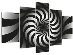 Apstraktna slika crno-bijele spirale (150x105 cm)