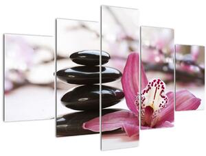 Slika kamenja za masažu i orhideje (150x105 cm)