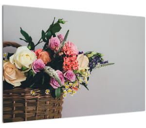 Slika košare s cvijećem (90x60 cm)