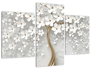 Slika bijelog stabla s cvijećem (90x60 cm)