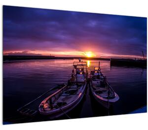 Slika ribarskih brodova u luci (90x60 cm)