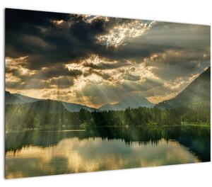 Slika jezera sa sunčevim zracima (90x60 cm)