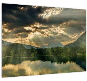 Slika jezera sa sunčevim zracima (70x50 cm)